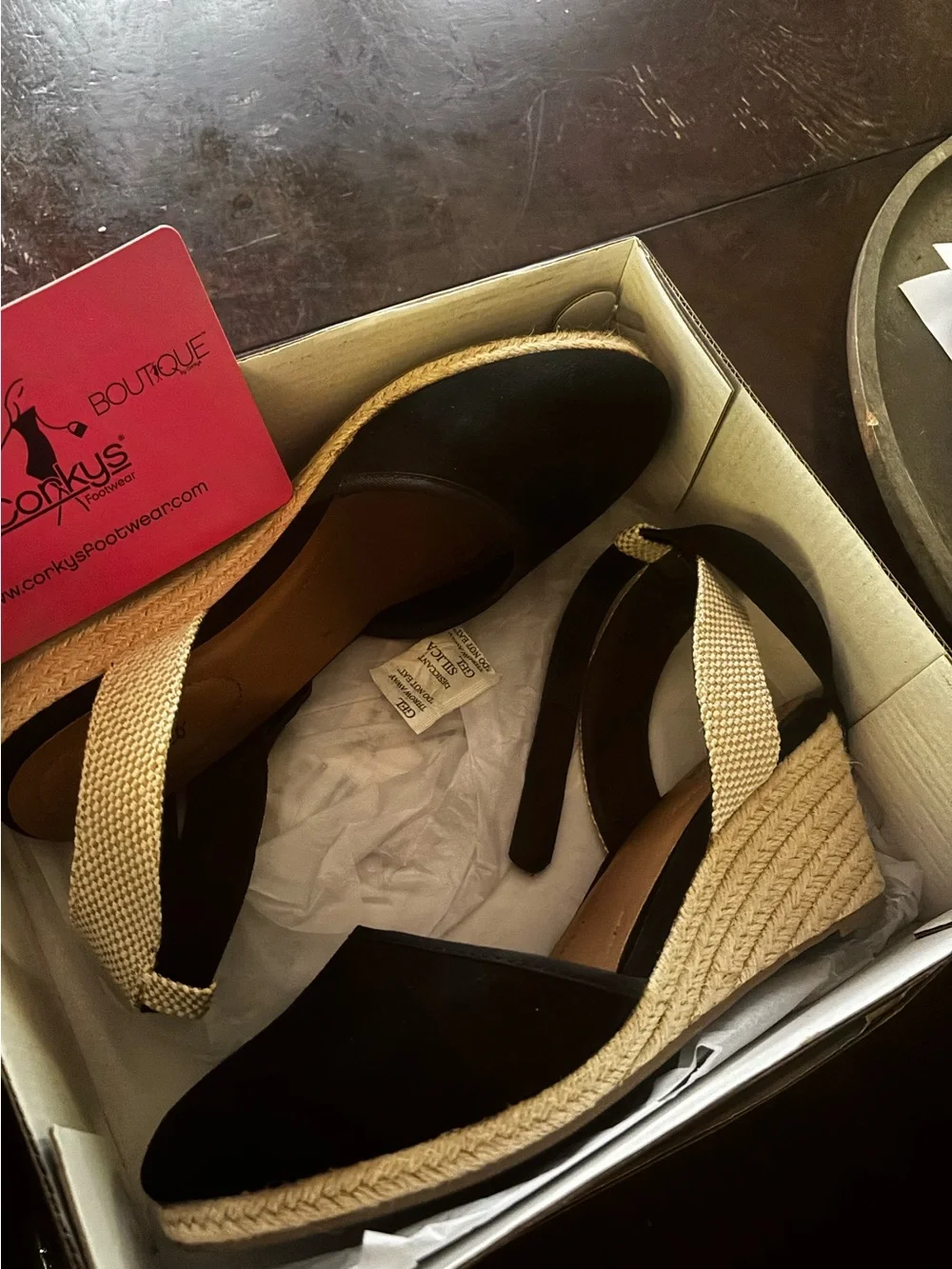 Style & Co. Black Espadrille Wedge Sandals with Ankle Strap